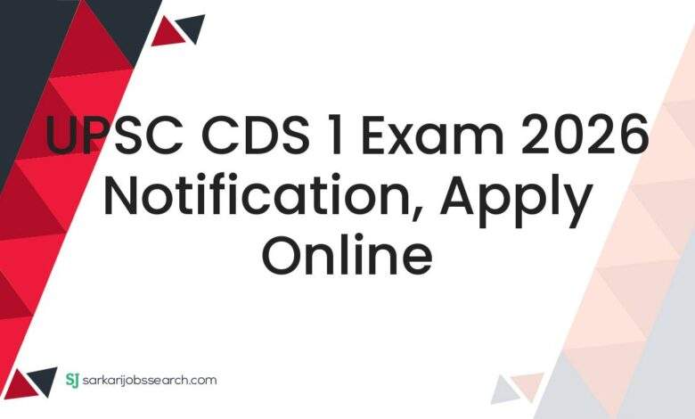 UPSC CDS 1 Exam 2026 Notification, Apply Online