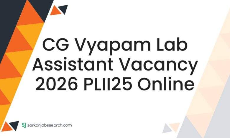 CG Vyapam Lab Assistant Vacancy 2026 PLII25 Online