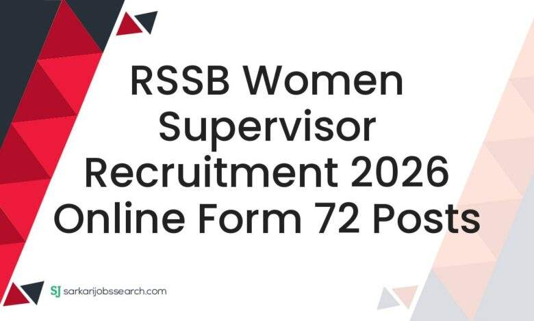 RSSB Women Supervisor Recruitment 2026 Online Form 72 Posts