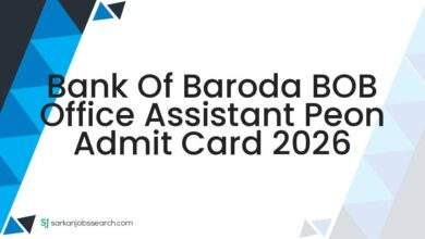 Bank of Baroda BOB Office Assistant Peon Admit Card 2026