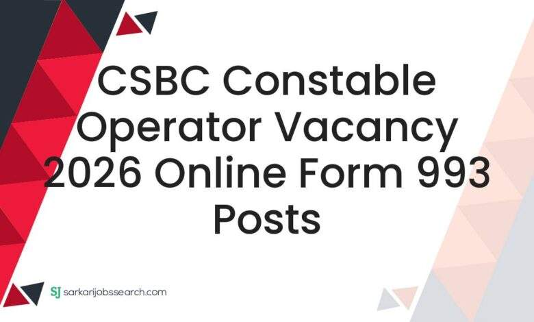 CSBC Constable Operator Vacancy 2026 Online Form 993 Posts