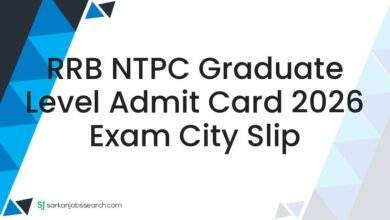 RRB NTPC Graduate Level Admit Card 2026 Exam City Slip
