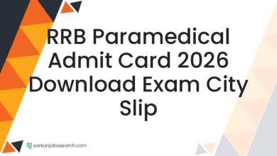 RRB Paramedical Admit Card 2026 Download Exam City Slip