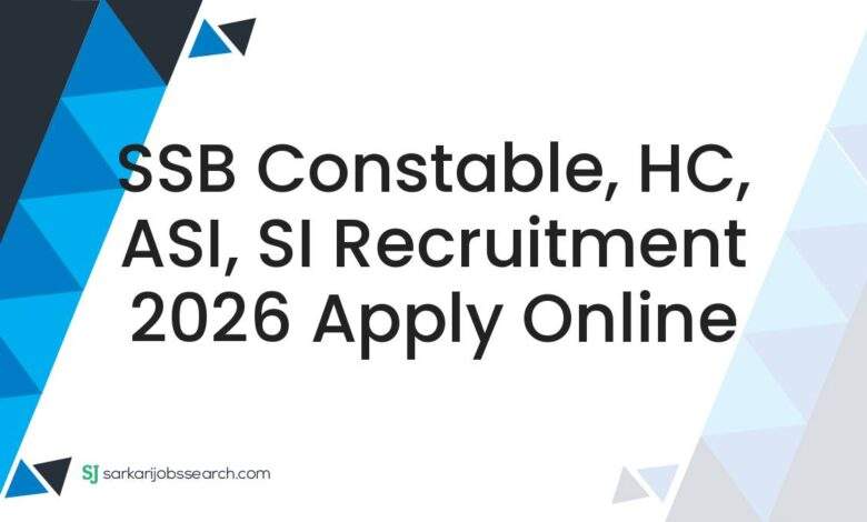 SSB Constable, HC, ASI, SI Recruitment 2026 Apply Online
