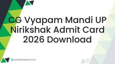 CG Vyapam Mandi UP Nirikshak Admit Card 2026 Download