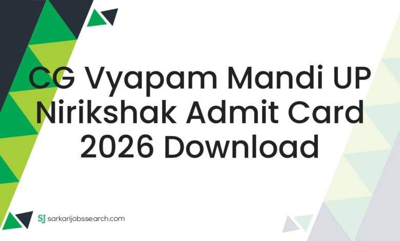 CG Vyapam Mandi UP Nirikshak Admit Card 2026 Download