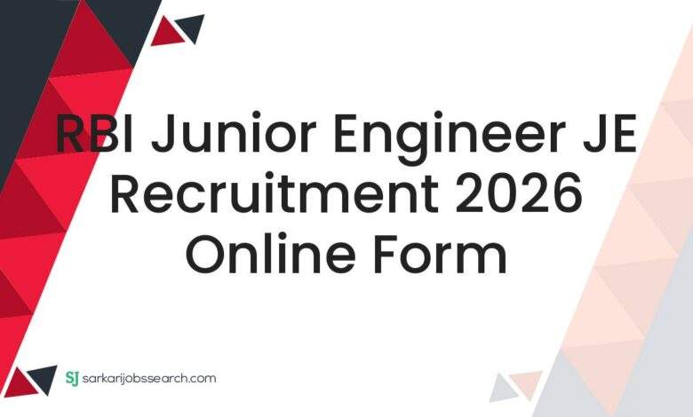 RBI Junior Engineer JE Recruitment 2026 Online Form