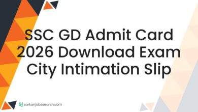 SSC GD Admit Card 2026 Download Exam City Intimation Slip