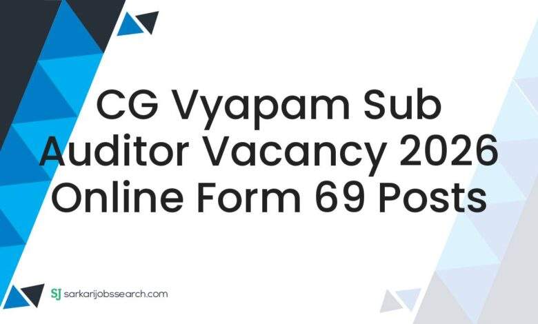 CG Vyapam Sub Auditor Vacancy 2026 Online Form 69 Posts