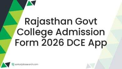 Rajasthan Govt College Admission Form 2026 DCE App