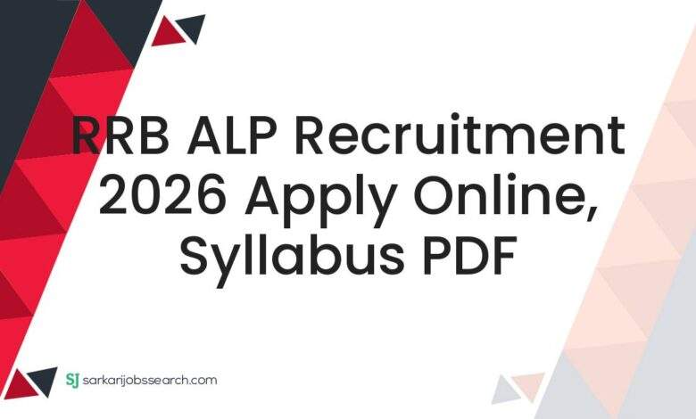 RRB ALP Recruitment 2026 Apply Online, Syllabus PDF