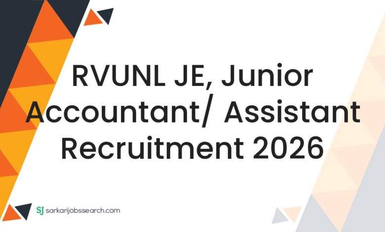 RVUNL JE, Junior Accountant/ Assistant Recruitment 2026