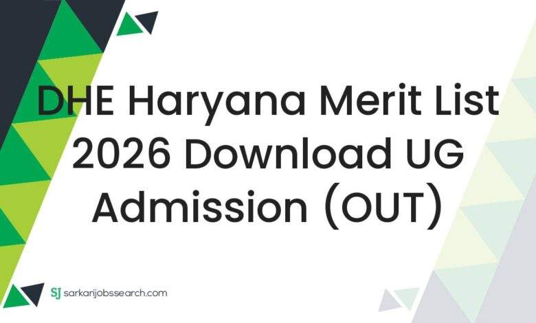 DHE Haryana Merit List 2026 Download UG Admission (OUT)