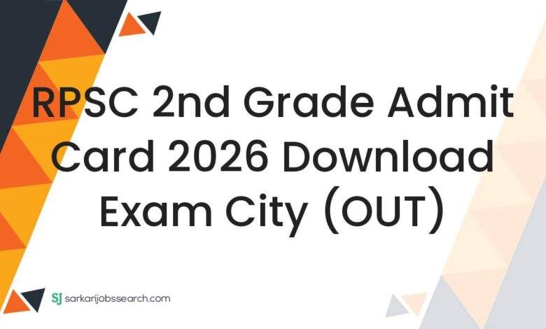 RPSC 2nd Grade Admit Card 2026 Download Exam City (OUT)
