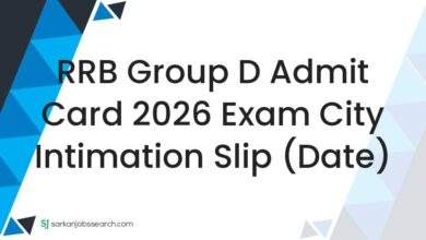RRB Group D Admit Card 2026 Exam City Intimation Slip (Date)
