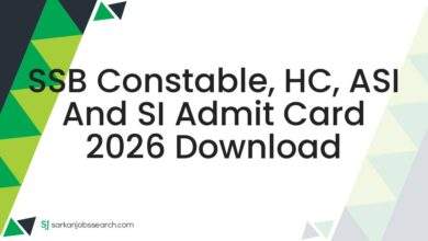SSB Constable, HC, ASI and SI Admit Card 2026 Download