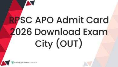 RPSC APO Admit Card 2026 Download Exam City (OUT)
