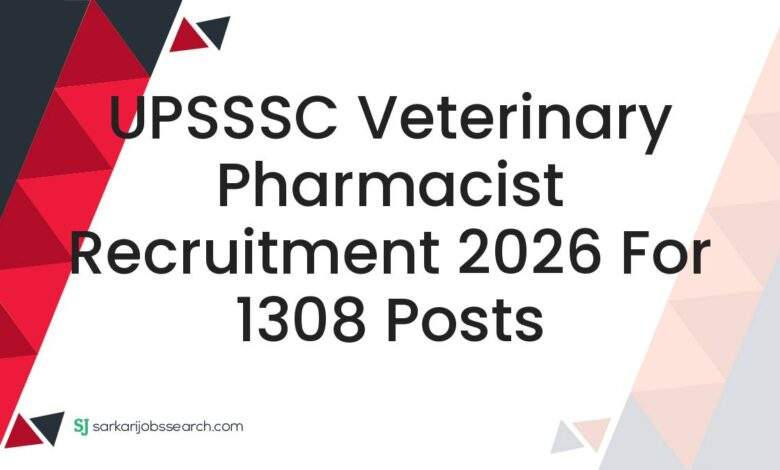UPSSSC Veterinary Pharmacist Recruitment 2026 For 1308 Posts