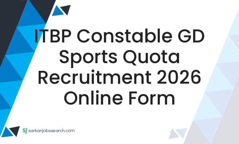 ITBP Constable GD Sports Quota Recruitment 2026 Online Form